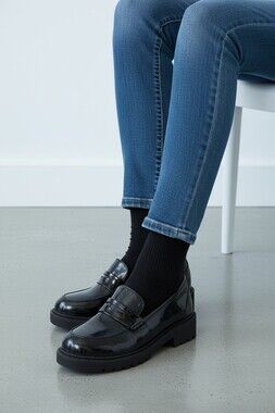Madden NYC BLACK PATTEN Slip On Shoes